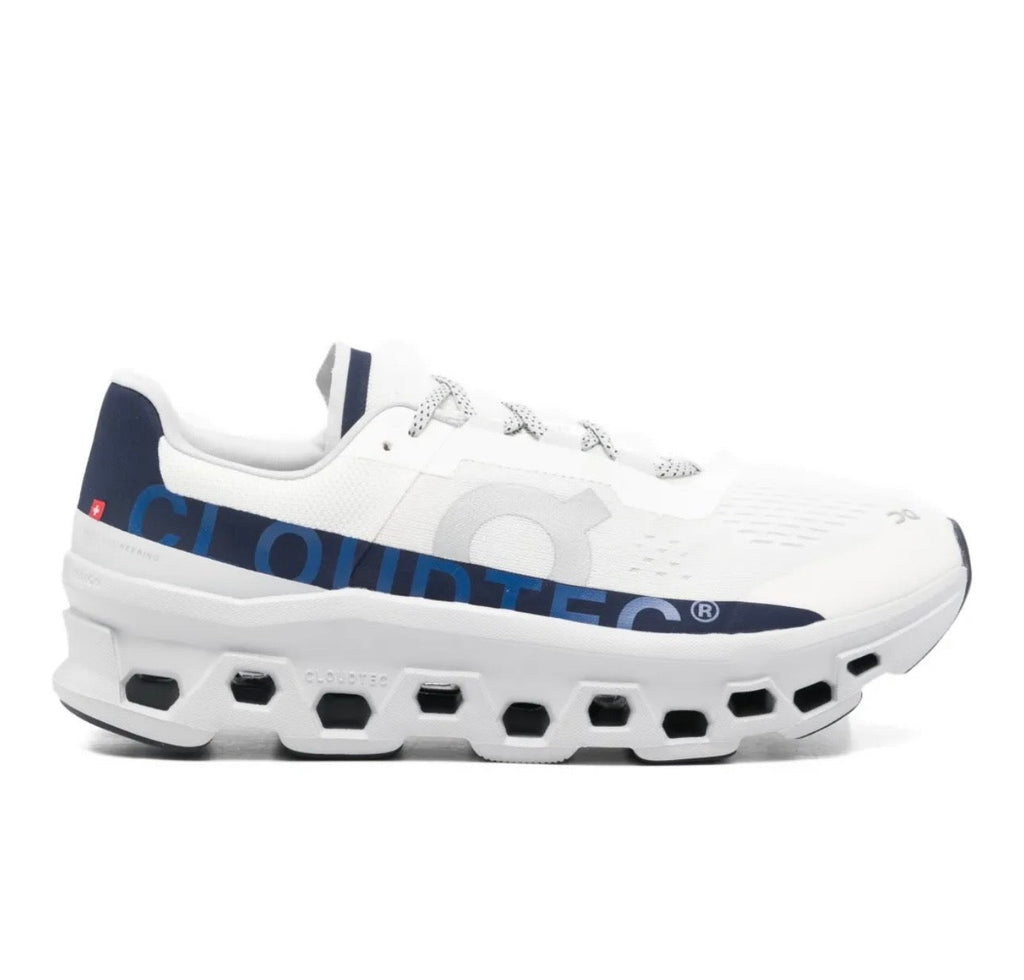 On Cloudmonster white blue