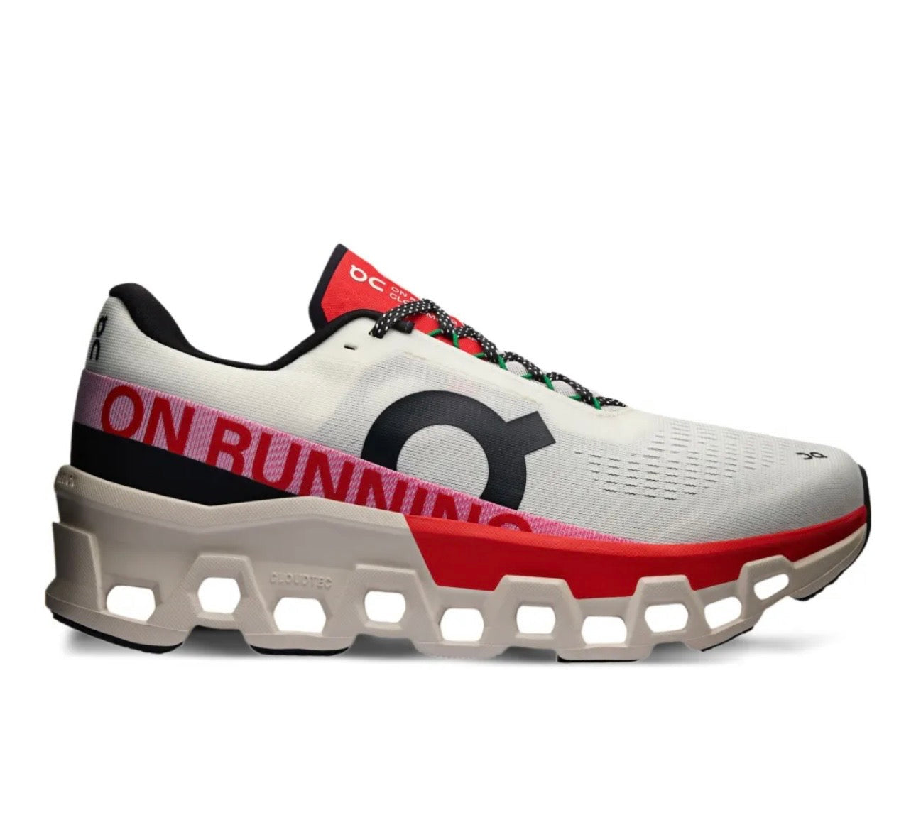 On Cloudmonster white red
